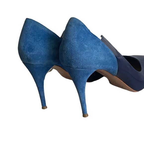 Chloe Leather High Heel Pointy Toe Pumps Shoes Made In Italy Blue 39.5 - Picture 15 of 15